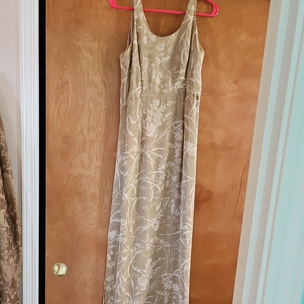 Eddie Bauer Tan Sheath Maxi Dress Sleeveless Scoop Neck